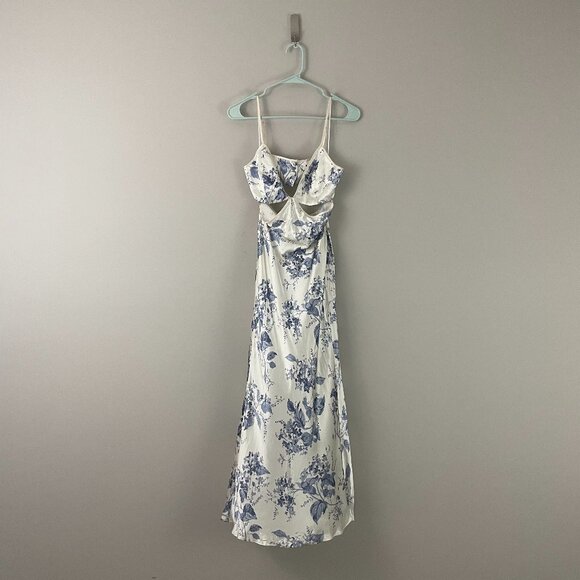Reformation Poppies Cut Out Silk Maxi Dress Lupine Floral Size 0 - Picture 1 of 8